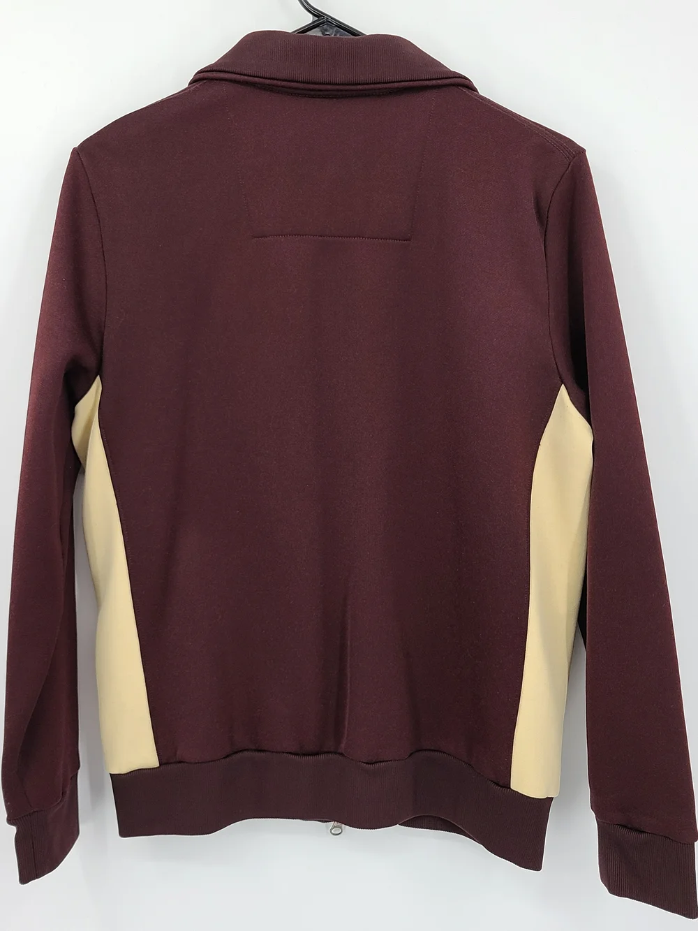 Y2K 2004 Banana Republic Maroon and Beige Fleece Zip Track Jacket Size Small